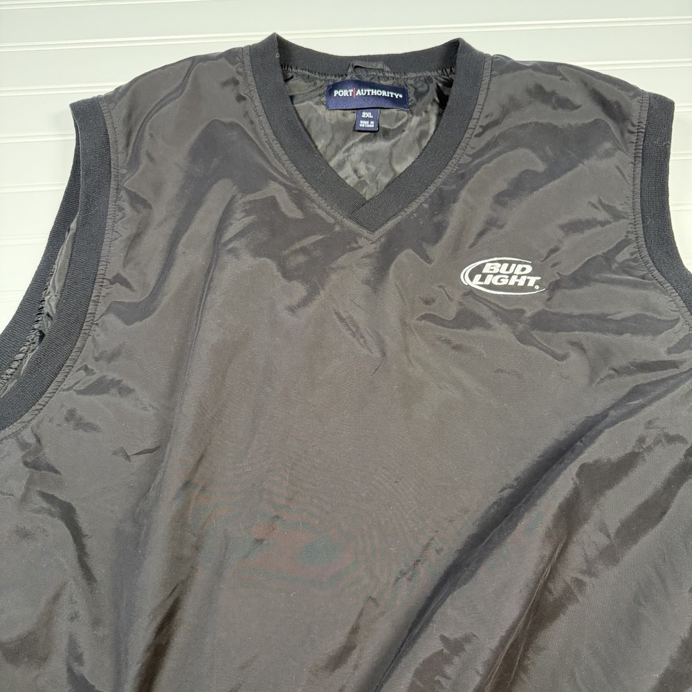 Port Authority Bud Light V-Neck Golf Vest Men's‎ XXL 2XL Black GUC